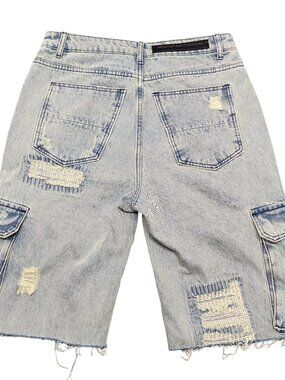 Rockstar Original Rsm250 Baggy Fit Denim Shorts 32 100% Cotton Light Blue 0346